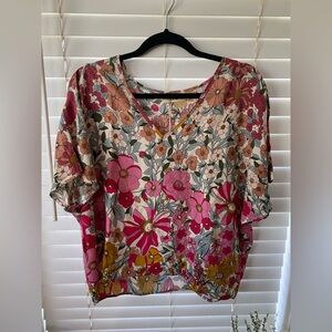 Accepting offers- Natural Life Floral V-Neck Women's Top